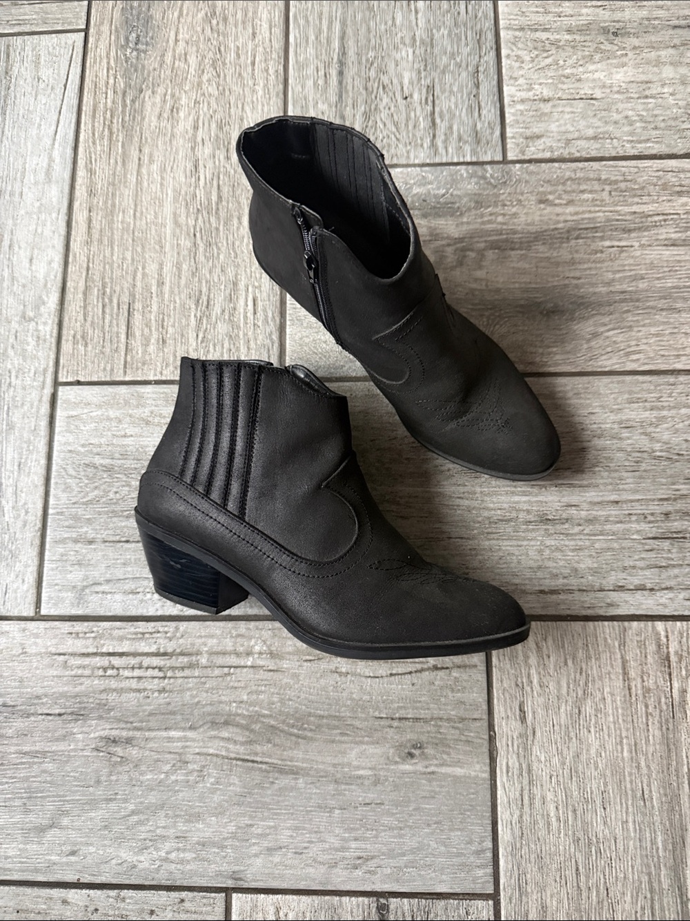 Route 66 Women's Charcoal Ankle Booties with Block Heel